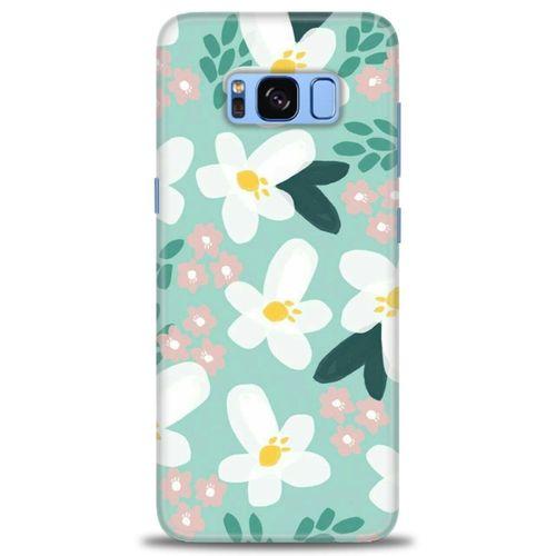 Samsung Galaxy S8 Kılıf HD Baskılı Kılıf - Pembe Beyaz Papatyalar + Tam Ekran Koruyucu