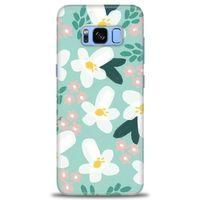 Samsung Galaxy S8 Kılıf HD Baskılı Kılıf - Pembe Beyaz Papatyalar + Tam Ekran Koruyucu