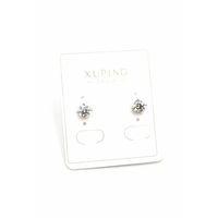 Orta Boy Tek Taş Küpe - Gümüş