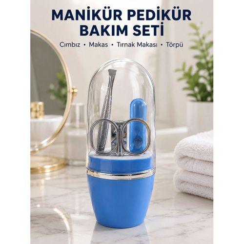 Kompakt Manikür Bakım Seti Mavi Taşınabilir Kişisel Bakım Çantası