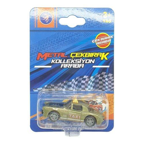 Çek Bırak Metal Küçük Arabalar 8 cm - SH40031 - Haki Taxi