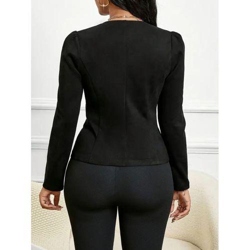 Kadın Uzun Kollu önü Açık Düğmeli Kısa Süet Ceket