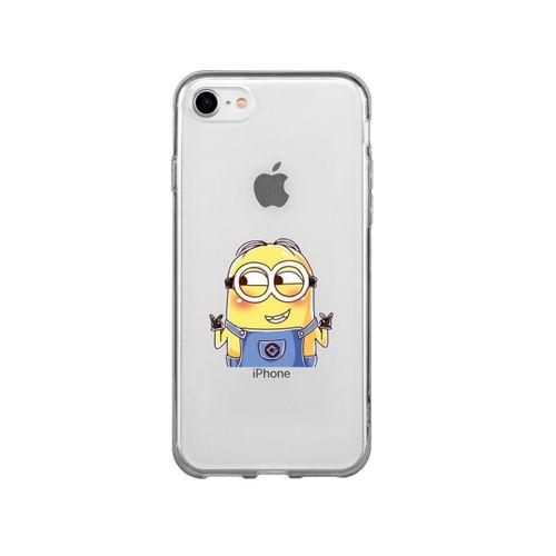 iPhone 8 Minions Desenli Premium Şeffaf Silikon Kılıf