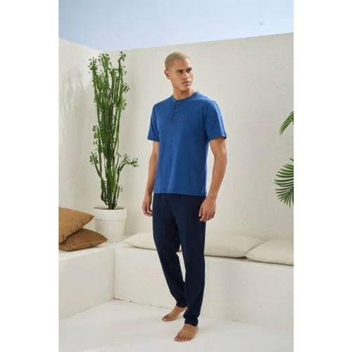 Erkek 2207 Erkek  Battal Midi Yaka Pijama Takım
