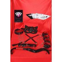 Sexy Görselli Oyun Kartı Kama Sutra 7'li Kırmızı Siyah Harness Set
