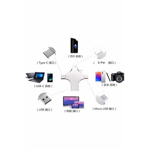 Otg 4in1 Cep Telefonu Çok Fonksiyonlu Usb Flash Bellek 128 Gb Type-c, Micro Sd Ve Kart Okuyucu