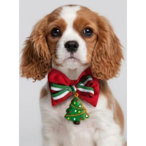 Yılbaşı Ağacı Küçük Irk Köpek Papyon Tasması | Kırmızı Fiyonk Boyun Aksesuarı | Noel Temalı Köpek Süsü