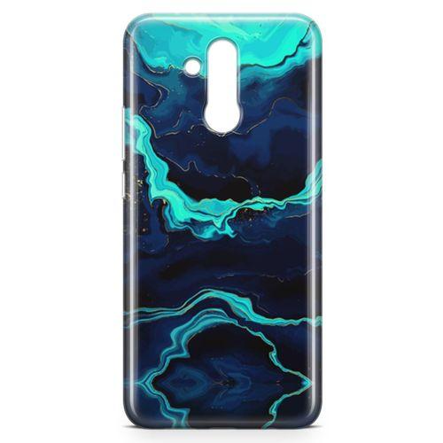 Huawei Mate 20 Lite Kılıf Yeşil Lacivert Mermer Arka Kapak Koruma Desenli Full Koruyucu
