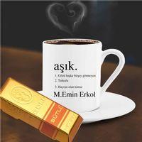 Kişiye Özel Aşık Temalı Altın Külçe Çikolata ve Kahve Fincanı -41