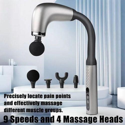 Masaj Çekici, 9 Hızlı Derin Doku Perküsyonu, 4 Başlıklı Uzun Saplı Boyun ve Sırt Masaj Aleti