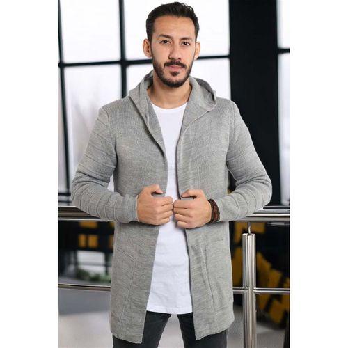 Açıkgri Erkek Düz Panço Hırka