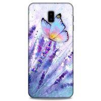 Samsung Galaxy J6 Plus Uyumlu Kılıf Mor Delisi (47) Crystal Flex Kılıf Kelebek