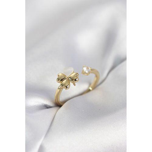 Gold Renk Yonca Model Sedefli Kadın Yüzük