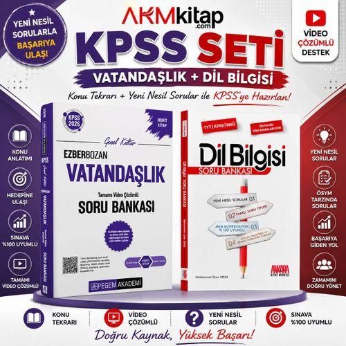 Pegem KPSS Vatandaşlık ve AKM Dil Bilgisi Soru Bankası Seti 2 Kitap