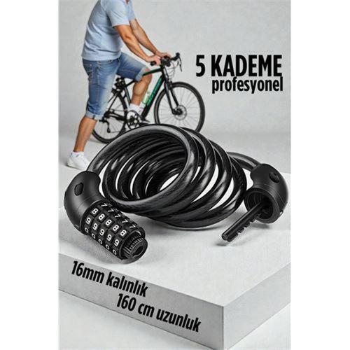 Şifreli Bisiklet Kilidi 16 mm Kalınlık 160 cm Scooter Motosiklet Kilidi - Çelik Kablo