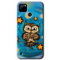 Potkal Hediye Fabrikası Realme C21 Kılıf HD Desen Baskılı Arka Kapak - Owl Bird Stars