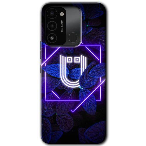 Tecno Spark 8C Kılıf HD Desen Baskılı Arka Kapak - Dark Neon Yaprak Ü Harfi