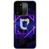 Tecno Spark 8C Kılıf HD Desen Baskılı Arka Kapak - Dark Neon Yaprak Ü Harfi