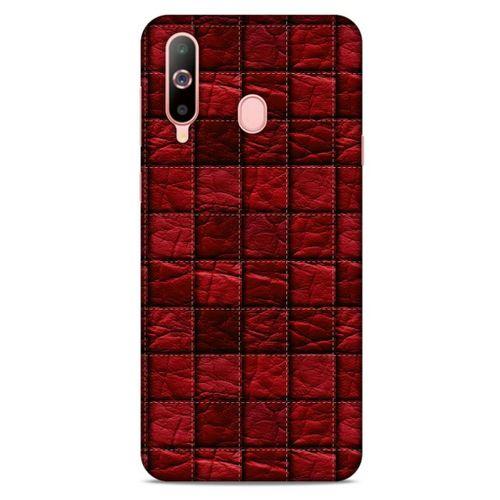 Samsung Galaxy A60 Kılıf Patchwork (12) Koruyucu Silikon Kırmızı Bordo