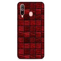 Samsung Galaxy A60 Kılıf Patchwork (12) Koruyucu Silikon Kırmızı Bordo