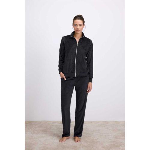 Kadın Fermuarlı Uzun Kollu Kadife Eşof Takımı