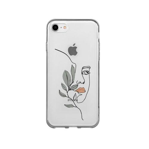 iPhone 7 Line Art Women Desenli Premium Şeffaf Silikon Kılıf