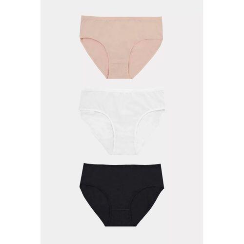 Büyük Beden Pamuklu Siyah Beyaz Ten Rengi 3'lü Külot