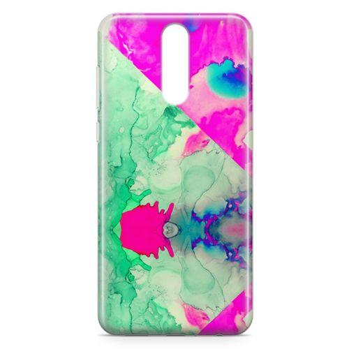 Huawei Mate 10 Lite Kılıf Yeşil Pembe Mermer Arka Kapak Koruma Desenli Full Koruyucu