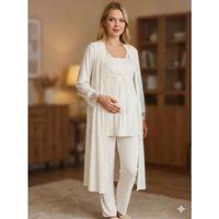 Bone 6205 Kadın 3'lü Jakarlı Sabahlıklı Lohusa Pijama Takımı
