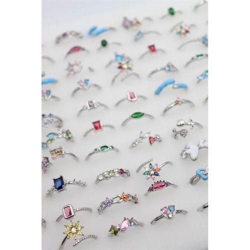 12'li Karışık Prenses Yüzük Seti - Gümüş