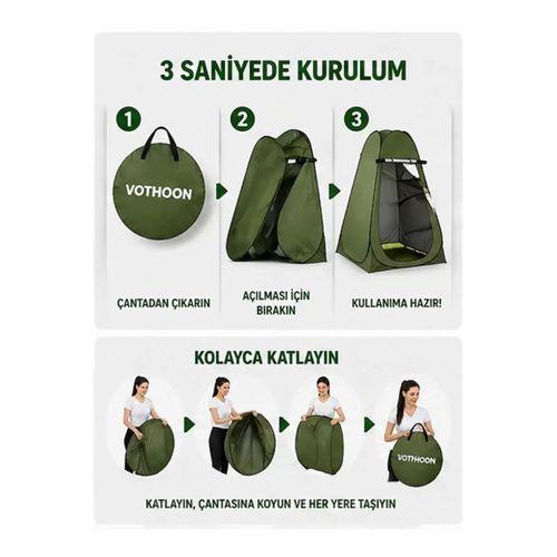 Otomatik Kabin Giyinme Çadırı 120x120x190 Cm Üst H.alandırma Yan Pencereli Duş & Wc Çadırı