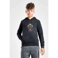 Cool Skull With Metal Rock Music Baskılı Unisex Çocuk Kapüşonlu Siyah Sweatshirt