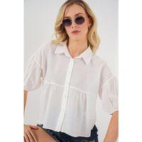 Kısa Kol Crop Gömlek 20335 - Beyaz