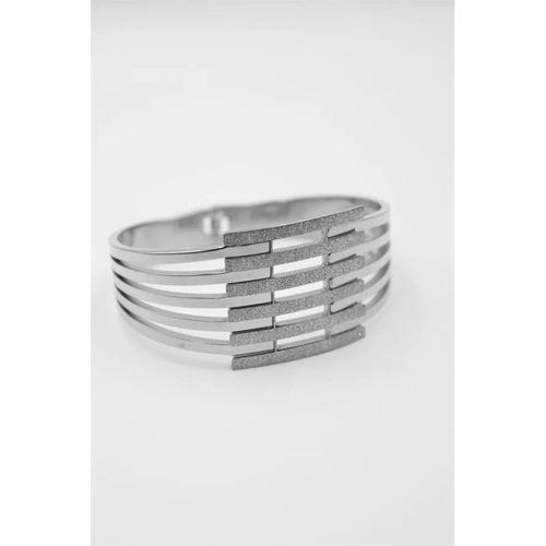 Yaldızlı Kalın Kaburga Bilezik - Gümüş