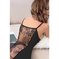 Kadın Siyah Sırt Kısmı Komple Dantelli Mini Gecelik