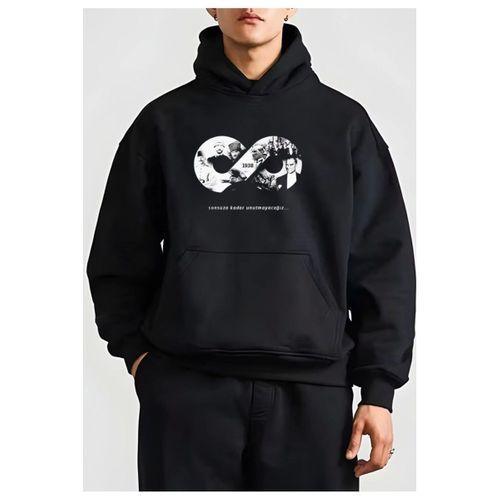10 Kasıma Özel Üç İplik Kapşonlu Baskılı SweatShirt - Siyah