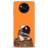 Xiaomi Poco X3 NFC Kılıf HD Baskılı Kılıf - Turuncu Astronot + Tam Ekran Koruyucu
