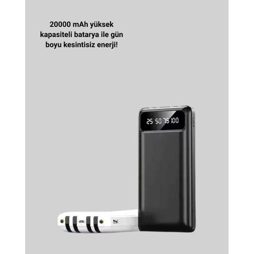 Led Işıklı 20.000mah Powerbank Lcd Gösterge Dahili Çoklu Kablo