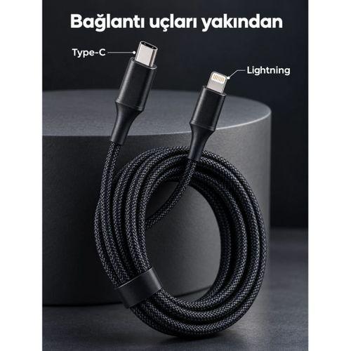 Type C Lightning Örgülü Şarj Ve Veri Kablosu 2 Metre