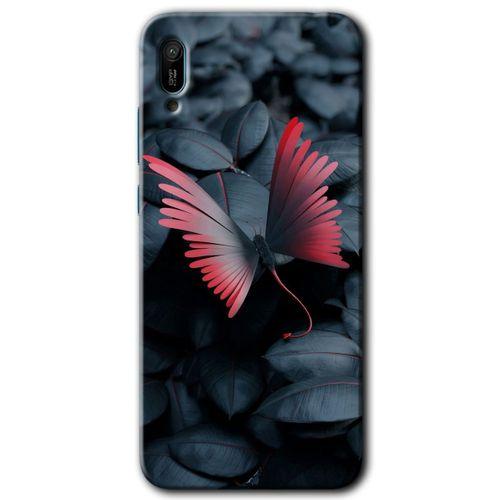 MRCİLETİSİM Huawei Y6 2019 Kılıf HD Desen Baskılı Arka Kapak + Temperli Cam - Dark Butterfly