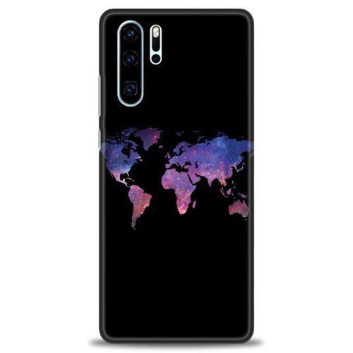 Huawei P30 Pro Kılıf HD Baskılı Kılıf - Dünya Haritası + Tam Ekran Koruyucu