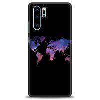 Huawei P30 Pro Kılıf HD Baskılı Kılıf - Dünya Haritası + Tam Ekran Koruyucu