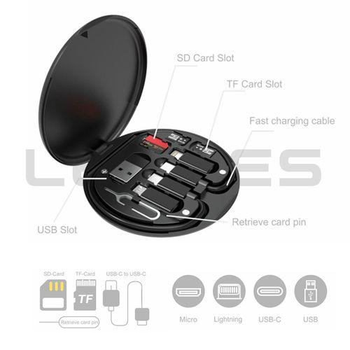 Lenyes LB601 6in1 Type-C to Type-C Kablolu 60W Çevirici Adaptör Seti Standlı Saklama Kutusu