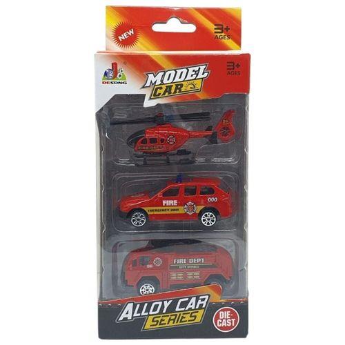 3'lü İş Makinaları Road Seti - Die Cast - DS044 - İtfaiye