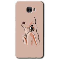 MRCİLETİSİM MRCİLETİSİM Samsung Galaxy C7 Pro Kılıf HD Desen Baskılı Arka Kapak + Temperli Cam - Çizim Silüet