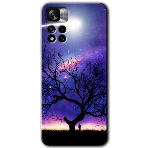 Xiaomi Redmi Note 11 Pro Plus 5G Kılıf HD Desen Baskılı Arka Kapak+Temperli Cam - Uzay Silüet