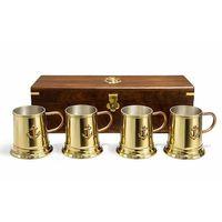 29x7 Cm Ahşap Kutulu 4'lü Pirinç Fincan Seti