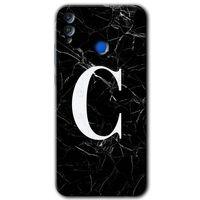Honor 8x Kılıf HD Desen Baskılı Arka Kapak - Siyah Mermer Desenli C Harfi