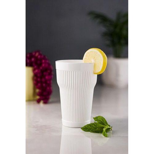 Akrilik Beyaz 6'lı Uzun Bardak & Su Meşrubat Bardağı 400 ml ( Cam Değildir )