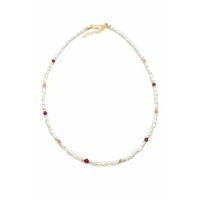 Renkli Boncuklu İnci Kolye - Fuşya